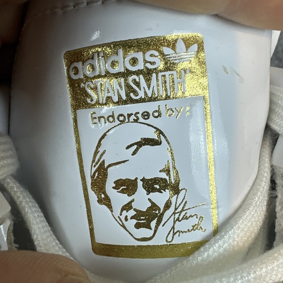 Adidas Women's 9.5 Endorsed By Stan Smith White Snake Print‎ Gold Trim Shoes EUC - Picture 12 of 12